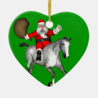 Santa Claus Riding A Grey Horse