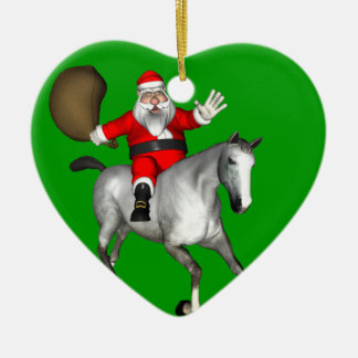 Santa Claus Riding A Grey Horse Keramisch Ornament