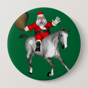 Santa Claus Riding A Grey Horse Ronde Button 4,0 Cm