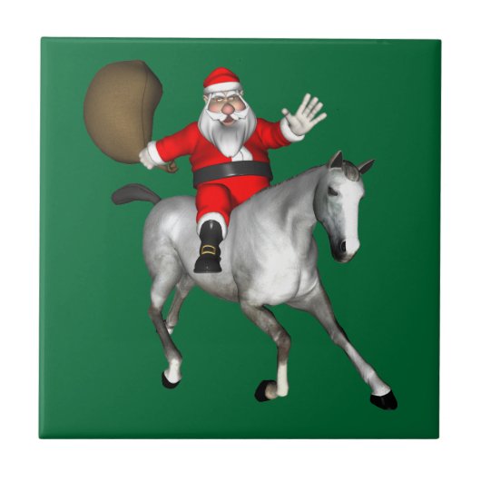 Santa Claus Riding A Grey Horse Tegeltje (Voorkant)