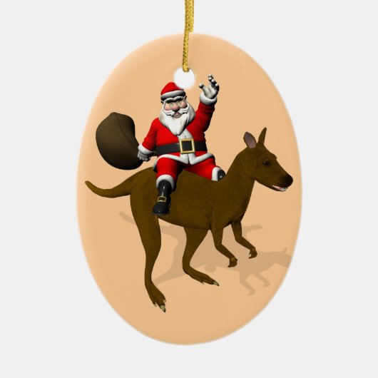 Santa Claus Riding A Kangaroo Keramisch Ornament (Voorkant)