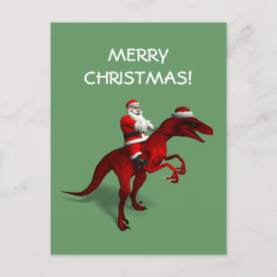 Santa Claus Riding A Saurian Feestdagenkaart