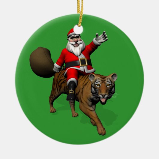 Santa Claus Riding A Tiger Keramisch Ornament (Voorkant)