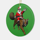 Santa Claus Riding A Tiger Keramisch Ornament (Links)