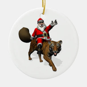 Santa Claus Riding A Tiger Keramisch Ornament