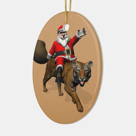 Santa Claus Riding A Tiger Keramisch Ornament (Links)