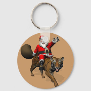 Santa Claus Riding A Tiger Sleutelhanger