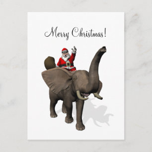 Santa Claus Riding an Elephant Feestdagenkaart
