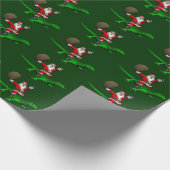 Santa Claus Riding Green Lizard Cadeaupapier (Hoek)