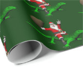 Santa Claus Riding Green Lizard Cadeaupapier (Rol Hoek)