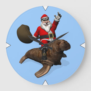 Santa Claus Riding op Walrus Grote Klok