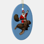 Santa Claus Riding op Walrus Keramisch Ornament (Rechts)