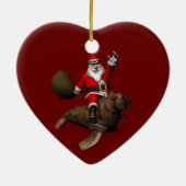 Santa Claus Riding op Walrus Keramisch Ornament (Achterkant)