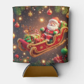 Santa Claus Riding Sleigh met een rendier Blikjeskoeler (Voorkant)