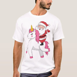 santa claus riding unicorn t-shirt