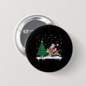 Santa Claus Rijdende Rundvee Hond Jongens Meisjes Ronde Button 5,7 Cm (Voorkant /achterkant)