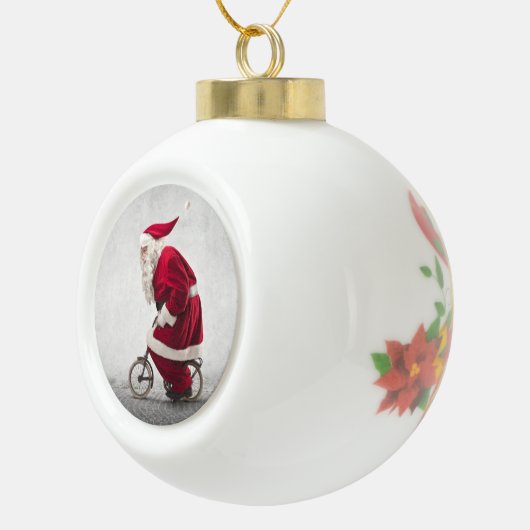 Santa Claus rijdt een fiets Keramische Bal Ornament (Rechts)