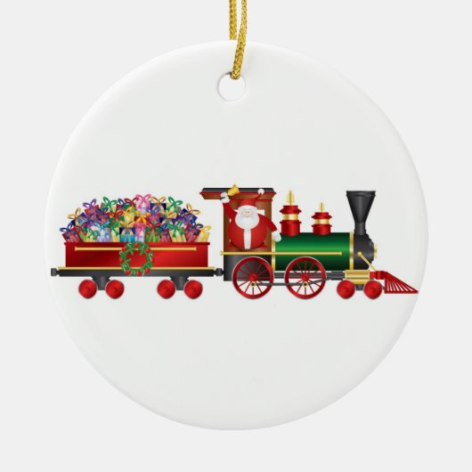 Santa Claus Ringing Bell op Train Ornament (Voorkant)