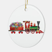 Santa Claus Ringing Bell op Train Ornament (Links)