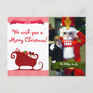 Santa Claus Rode Glitter Sleigh Foto Briefkaart