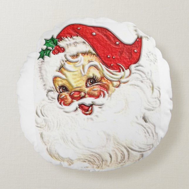Santa Claus Rond Kussen (Voorkant)