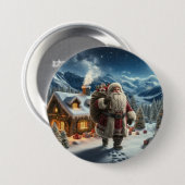 Santa Claus Ronde Button 7,6 Cm (Voorkant /achterkant)