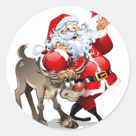 Santa Claus Ronde Sticker (Voorkant)