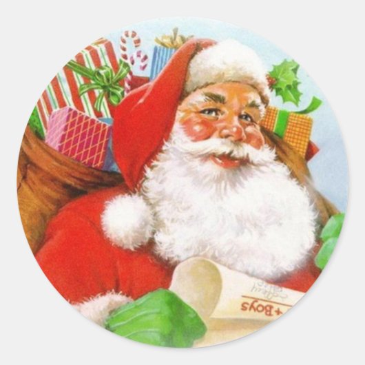 Santa Claus Ronde Sticker (Voorkant)