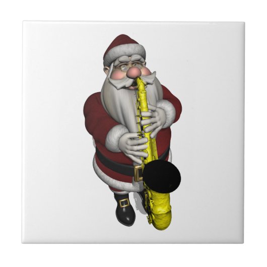 Santa Claus Saxophone-speler Tegeltje (Voorkant)