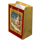 Santa Claus Scene Medium Cadeauzakje (Achterkant Gekanteld)