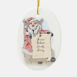 Santa Claus Scroll Naughty Nice List Gepersonalise Keramisch Ornament
