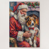 Santa Claus Shetland Sheepdog Christmas Art Legpuzzel (Verticaal)