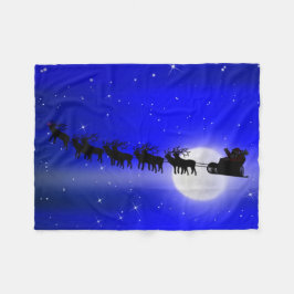 Santa Claus Silhouette - Santa's Sleigh Ride Fleece Deken