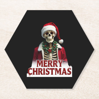 Santa Claus Skeleton Outfit Skull Funny Christmas  Kartonnen Onderzetters