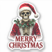 Santa Claus Skeleton Outfit Skull Funny Christmas  Sticker (Voorkant)