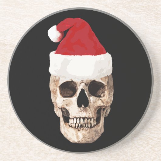 Santa Claus Skull - Kerstmis is dood Zandsteen Onderzetter (Voorkant)