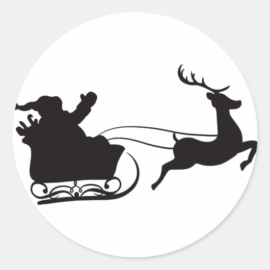 Santa Claus Sleigh en Rendier Ronde Sticker (Voorkant)