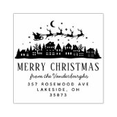 Santa Claus Sleigh Reindeer Aangepast Retouradres Rubberstempel (Afrduk)