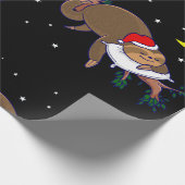 santa claus sloth kerst cadeaupapier (Hoek)