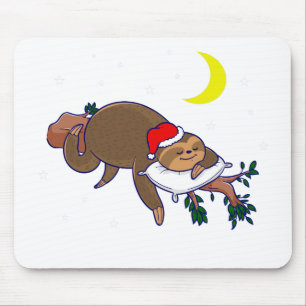 santa claus sloth kerst muismat