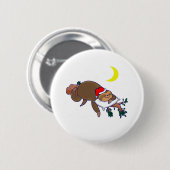santa claus sloth kerst ronde button 5,7 cm (Voorkant /achterkant)