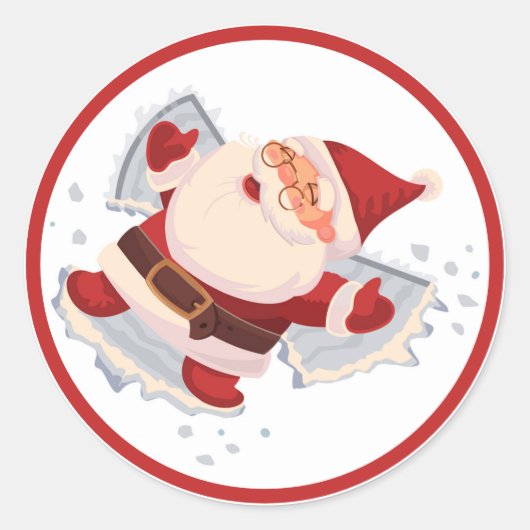 Santa Claus Snow Angel Kerst sticker (Voorkant)