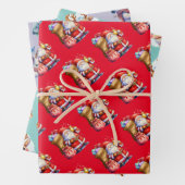Santa Claus, Snowman en Reindeerpapier Inpakpapier Vel (In situ)