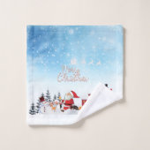 Santa Claus, Snowman Merry Christmas Holiday (Gant de toilette)