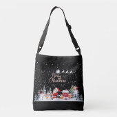 Santa Claus, Snowman Merry Kerstfeestdag Crossbody Tas (Achterkant)