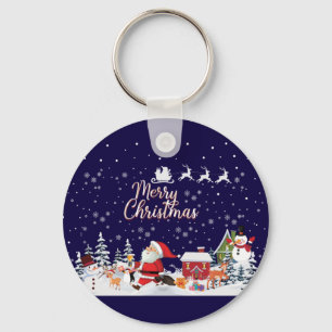 Santa Claus, Snowman Merry Kerstfeestdag Sleutelhanger