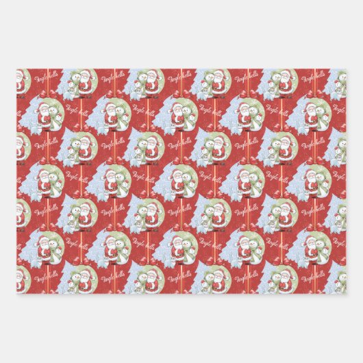 Santa Claus, Snowman, Père Noël Papier d'enveloppe (Devant)