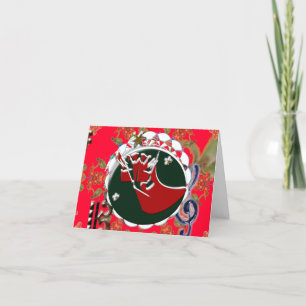 Santa Claus Sock Red Folle Carte de remerciements