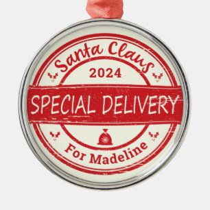 Santa Claus Speciale Levering Aangepaste Naam Jaar Metalen Ornament