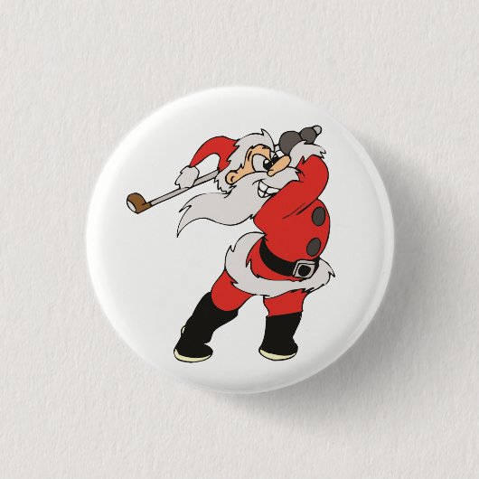 Santa Claus speelt golf Ronde Button 3,2 Cm (Voorkant)
